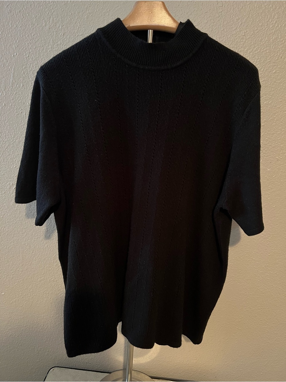 Koret "Cat Walk" Black Sweater Short Sleeve Size 1X